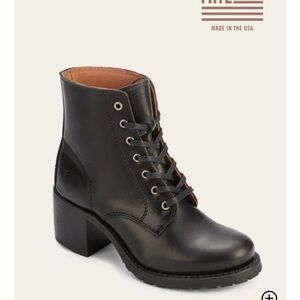 Frye Women's Black Sabrina Chelsea Lace-Up Leather Boots